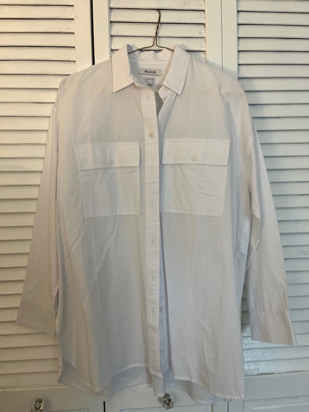 Madewell Oversize White Button-Down Shirt with Chest Pockets